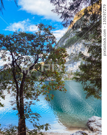 Lago di Braies. Italy. tree on the lake Lago di Braies. Italy. tree on the lake 130297279