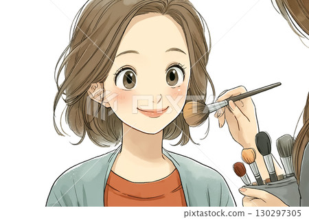 Miyu Series: A woman receiving picture book-style makeup 130297305