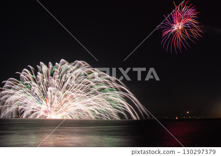 Gorgeous fireworks lighting up the summer night sky 130297379