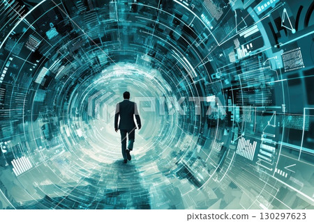 Businessperson Moving Forward in a Digital Environment 130297623