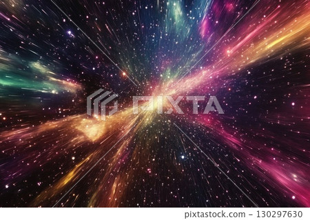 Vibrant Hyperspace Journey Through Colorful Interstellar Clouds 130297630
