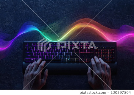 Dynamic Top Down View of Gaming Keyboard Dynamic Top Down View of Gaming Keyboard 130297804