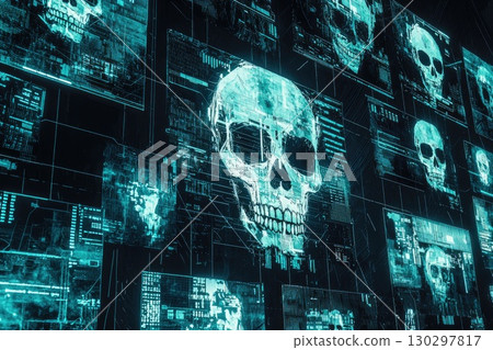 Abstract Hacking Alerts in Digital Screens Collage Abstract Hacking Alerts in Digital Screens Collage 130297817