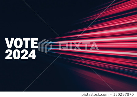 A red and black image of a vote sign with a red and blue line 130297870