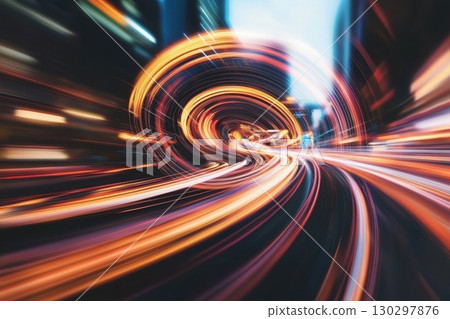 Concept of motion and energy, as if the city is in the midst of a busy rush hour 130297876