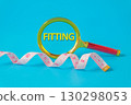 A magnifying glass with Measuring tape on color background. 130298053