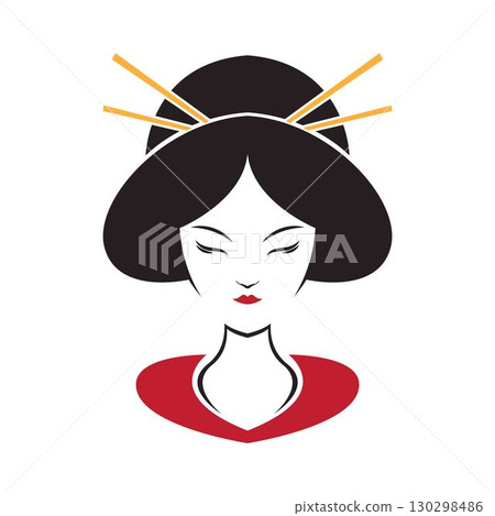 Geisha icon logo illustration 130298486