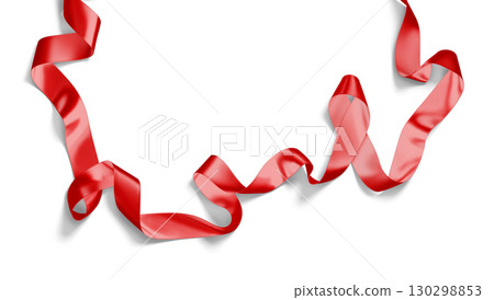 Blank red satin ribbon mockup, top view 130298853