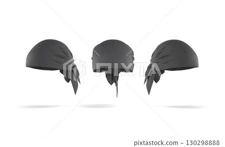 Blank black bandana head wrap mockup, front and side view 130298888