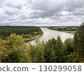 Panoramic view of Nemunas Loops Regional Park from the Balbieriskis Nemunas Observation Deck, Lithuania. 130299058