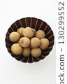 Aerial view of longan served on tableware 130299552