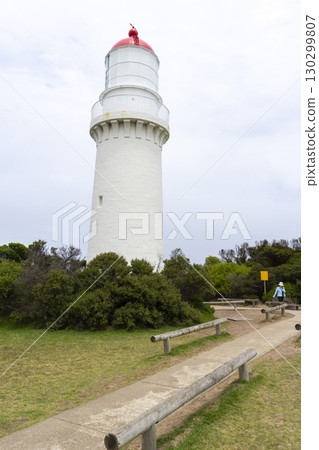 Cape Schanck Lighthouse with blue sky in Mornington Peninsula, Victoria, Australia 130299807