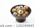 Longan and fruit pulp in a glass bowl 130299845