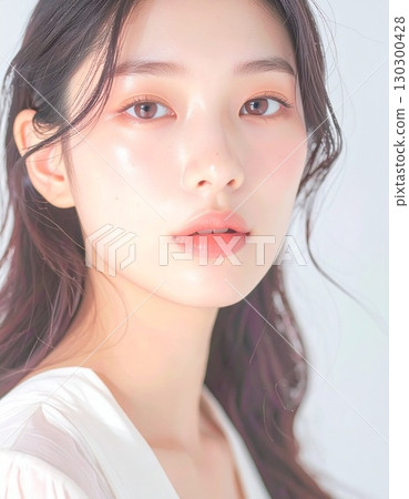 一位美麗女子在燈光下回首的肖像 130300428