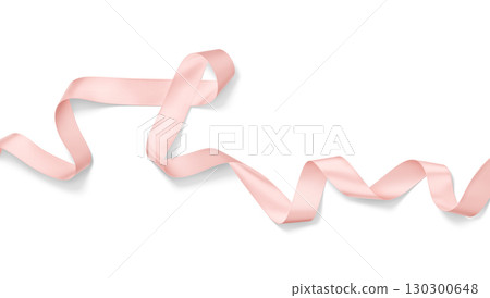Blank white satin ribbon mockup, isolated 130300648