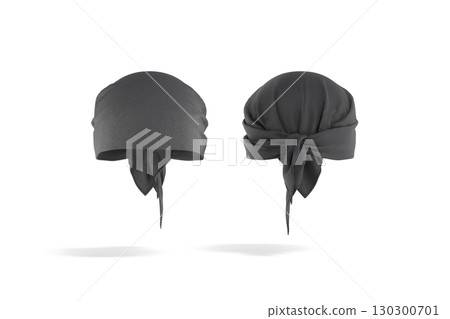 Blank black bandana head wrap mockup, front and back view 130300701