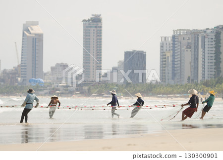 Seining in My Khe beach. 130300901