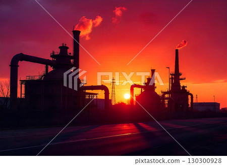 oil refinery at sunset 130300928