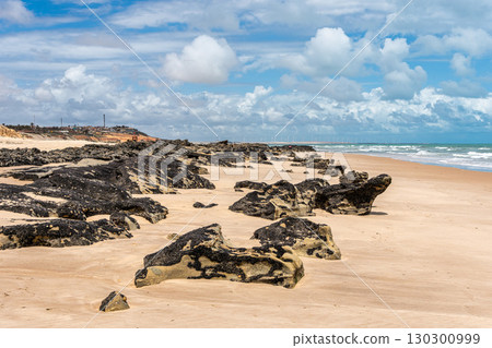 Canoa Quebrada Beach at Aracati in Ceara Brazil. Bay Coastline. Coast Travel. Vacations Landscape Canoa Quebrada Beach at Aracati in Ceara Brazil. Bay Coastline. Coast Travel. Vacations Landscape 130300999
