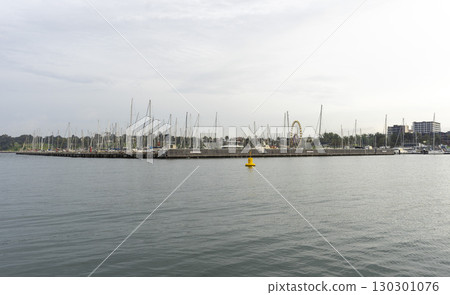 Sailboats moor at Geelong Harbour with blue sky in Geelong, Australia Sailboats moor at Geelong Harbour with blue sky in Geelong, Australia 130301076