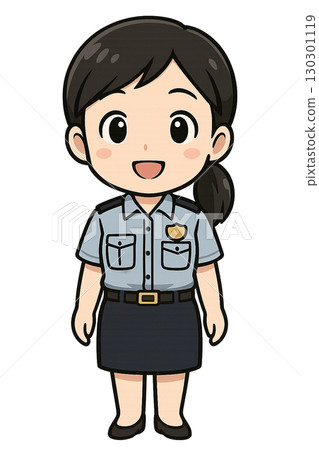身穿夏季制服的女警,笑容清爽 身穿夏季制服的女警,笑容清爽 130301119