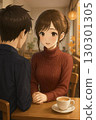 A couple talking in a cafe 130301305