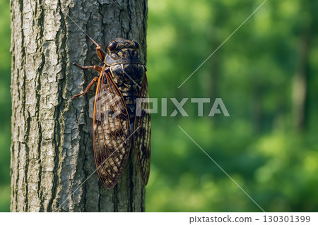 High-resolution images show the beautiful details of the wings of the brown cicada, an insect that heralds the arrival of summer in Japan 130301399