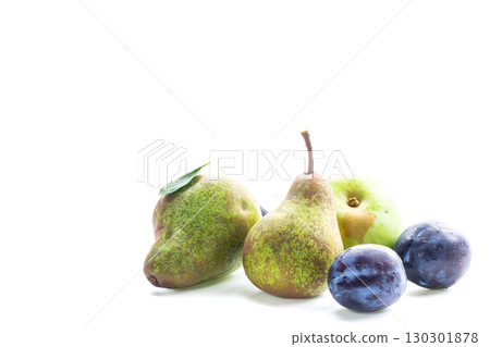 Pears and plums organic fresh and healthy 130301878