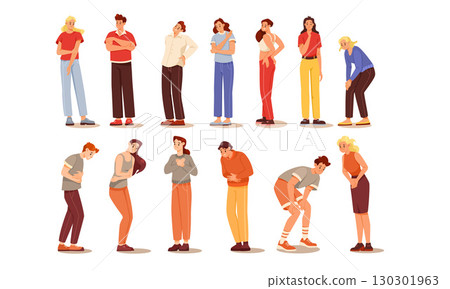 A collection of expressive human figures showcasing various emotions and distinct poses 130301963
