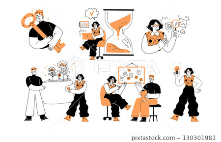 A variety of diverse individuals participating in professional tasks and collaborative efforts 130301981