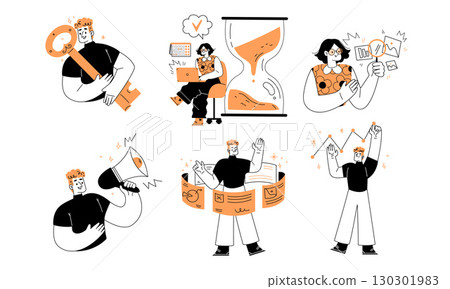 A Variety of Diverse Characters Representing Different Roles and Engaging in Various Activities 130301983