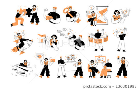 Dynamic Vector Illustrations Depicting a Variety of Engaging Activities and Movements Dynamic Vector Illustrations Depicting a Variety of Engaging Activities and Movements 130301985