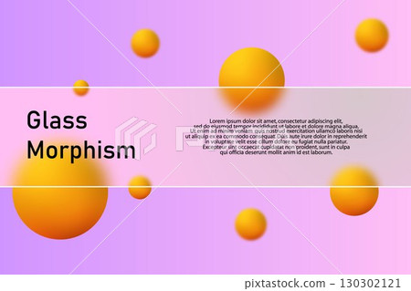 Abstract design with glass morphism effect and orange 3D spheres. Eps 10 Abstract design with glass morphism effect and orange 3D spheres. Eps 10 130302121