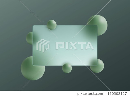 Abstract background in glass morphism style with 3D mint spheres and a transparent frame. Eps 10 Abstract background in glass morphism style with 3D mint spheres and a transparent frame. Eps 10 130302127