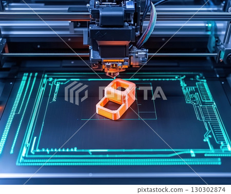 3d printing innovation close up of additive manufacturing process. 130302874