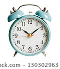 Classic Blue Alarm Clock with Time Indicating 915 on a White Background 130302963