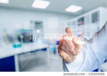 Innovative scientist creating digital process in laboratory. 130303089