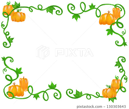 水彩南瓜和常春藤框架背景材料,成人秋季/萬聖節裝飾邊框設計 水彩南瓜和常春藤框架背景材料,成人秋季/萬聖節裝飾邊框設計 130303643