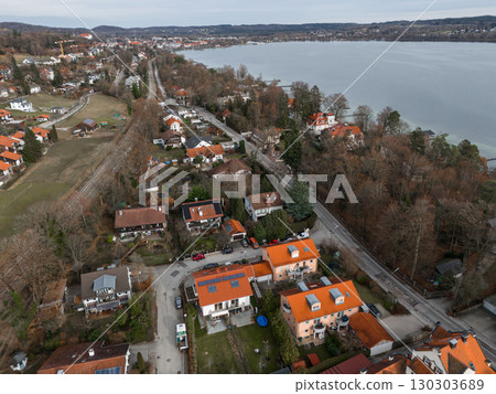 Aerial View of Starnberg Lake and Town in Bavaria, Germany Aerial View of Starnberg Lake and Town in Bavaria, Germany 130303689