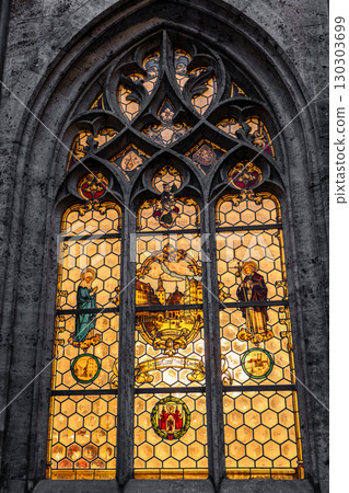 Gothic Stained Glass Window in Munich Town Hall Gothic Stained Glass Window in Munich Town Hall 130303699