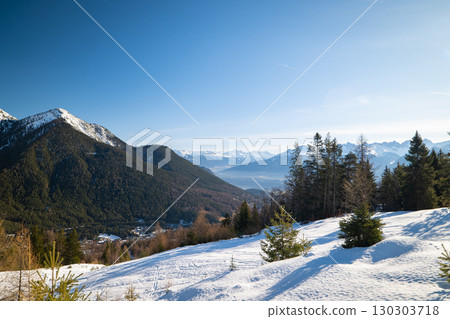 Snowy Mountain Landscape in the Bavarian Alps, Germany  130303718