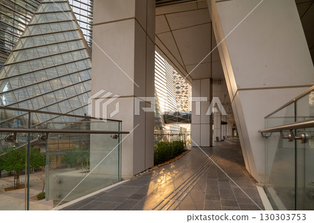 Modern Walkway with Striking Architecture in KAFD, Riyadh. Modern Walkway with Striking Architecture in KAFD, Riyadh. 130303753