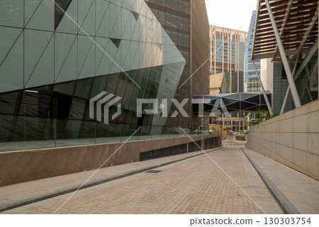 Futuristic Atrium and Glass Facade in King Abdullah Financial District, Riyadh. Futuristic Atrium and Glass Facade in King Abdullah Financial District, Riyadh. 130303754