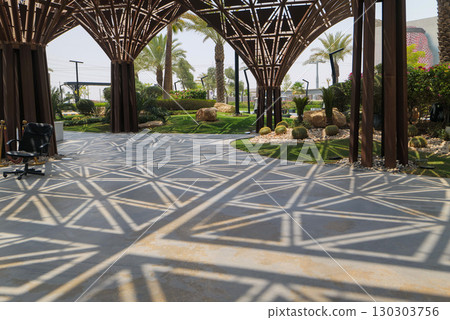 Architectural Pergola and Desert Garden in Boulevard, Riyadh. 130303756