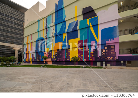 Futuristic Organic Architecture and Colorful Mural in King Abdullah Financial District, Riyadh Futuristic Organic Architecture and Colorful Mural in King Abdullah Financial District, Riyadh 130303764