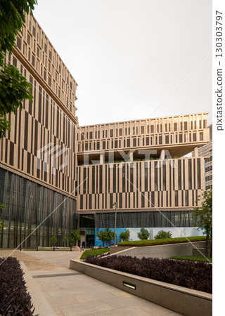 Modern architecture of the King Abdullah Financial District KAFD in Riyadh, Saudi Arabia. 130303797