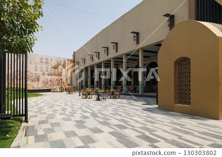 Outdoor Cafe Seating in a Modern Urban Plaza in Boulevard , Riyadh. 130303802