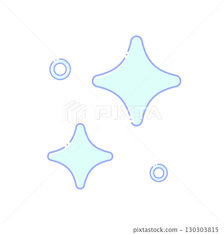 Sparkling light line drawing icon - Simple and stylish light blue sparkling decorative design material set 130303815
