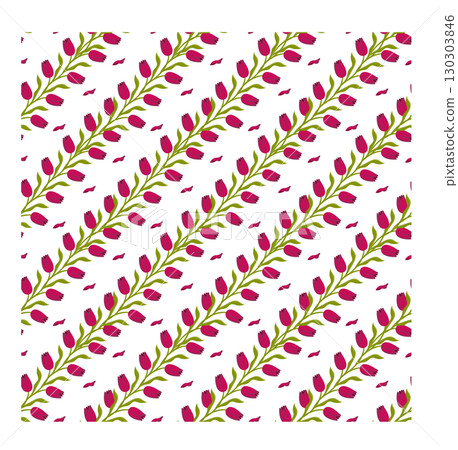 Red tulips pattern. Seamless pattern. Vector illustration. 130303846