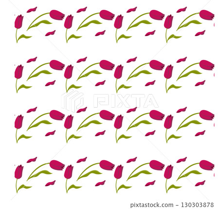 Red tulips pattern. Seamless pattern. Vector illustration. 130303878
